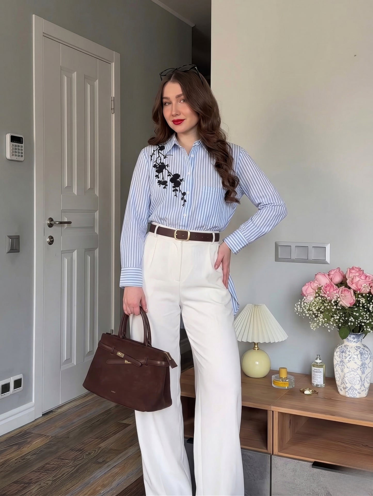 Embroidered Striped Shirt – Elegant Smart Casual Look