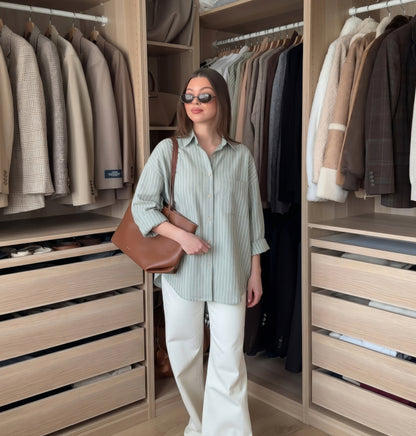 Relaxed Fit Stripe Button-Up Shirt