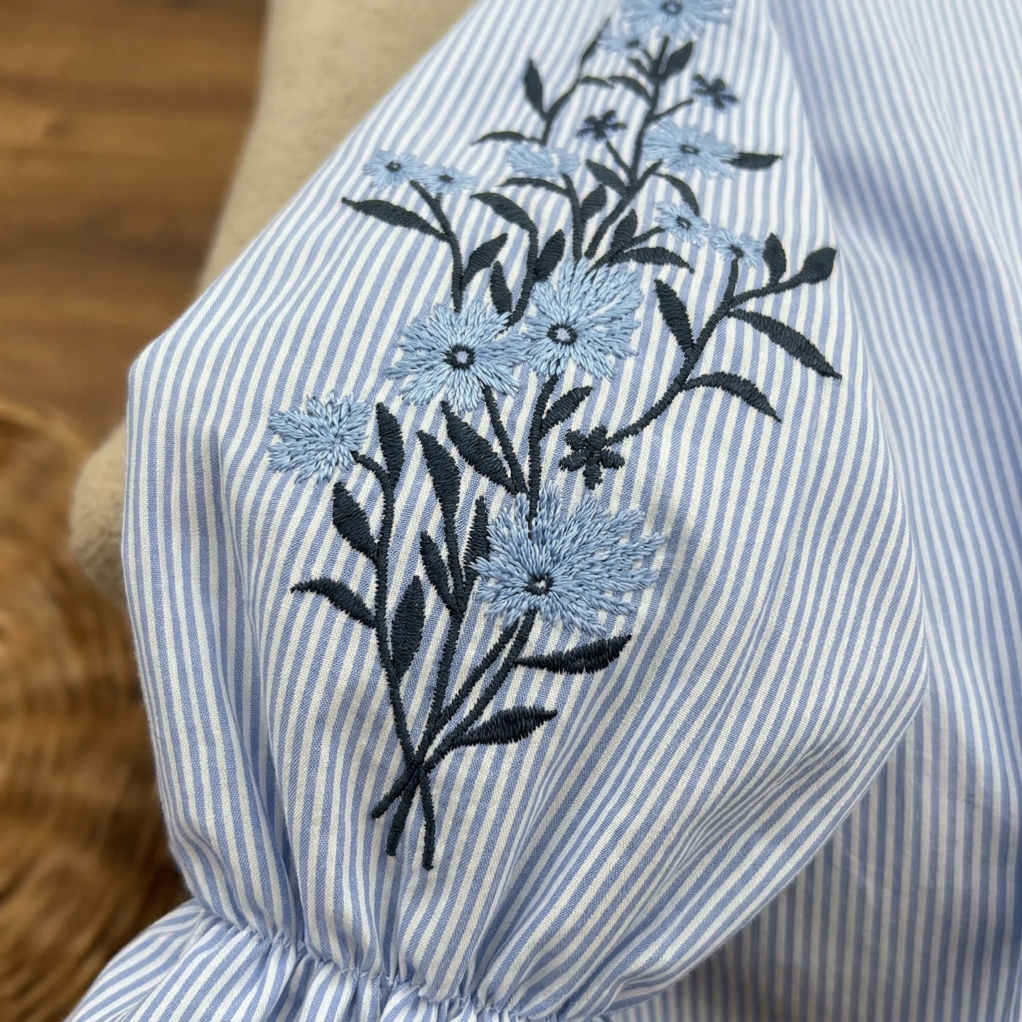 Embroidered Striped Oversized Shirt – Casual Chic Essential